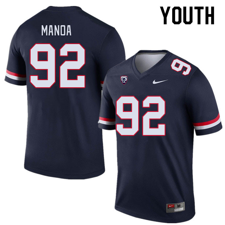 Youth #92 Tyler Manoa Arizona Wildcats College Football Jerseys Stitched-Navy - Click Image to Close